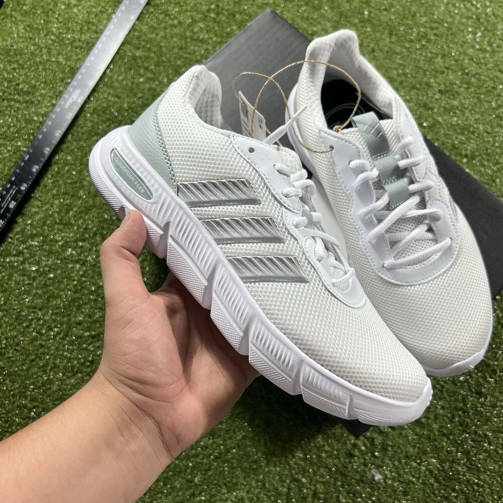 Adidas Cloudfoam Flex Women's Size 7.5 White Green Running Shoes NIB